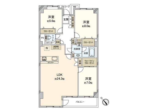 長池公園せせらぎ通り北 1号棟 間取図(平面図)