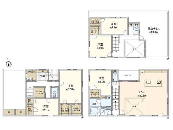 世田谷4丁目 新築戸建 間取図(平面図) 世田谷4丁目 新築戸建 間取図(平面図)