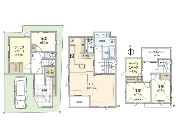 松原3丁目 新築戸建 B号棟 間取図(平面図)