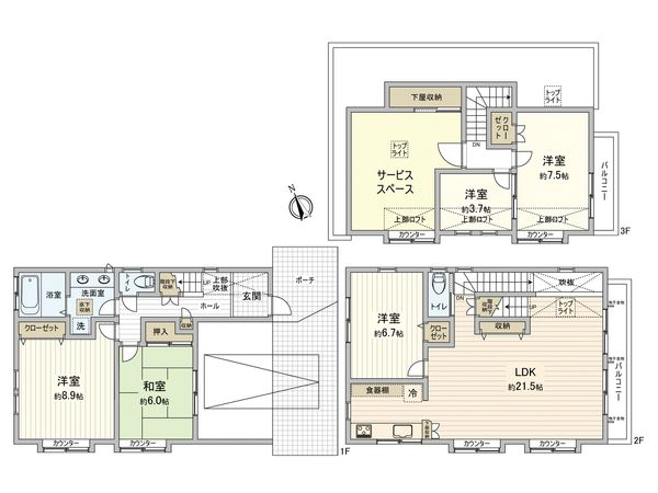 世田谷区桜1丁目 戸建 間取図(平面図) 世田谷区桜1丁目 戸建 間取図(平面図)