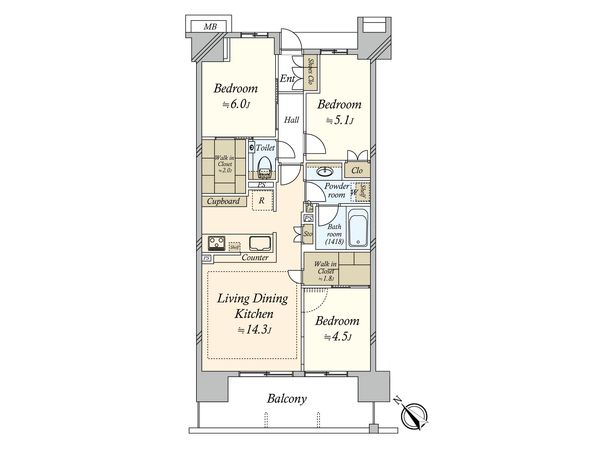 アトラスシティ世田谷船橋 間取図(平面図) 間取図(平面図)