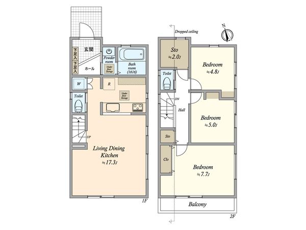 祖師谷5丁目 土地 B区画 建物プラン例 (間取り図)
