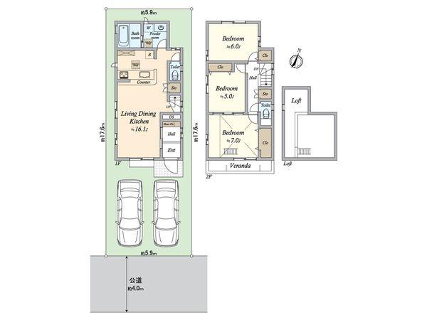 猪方2丁目 戸建 間取図(平面図)