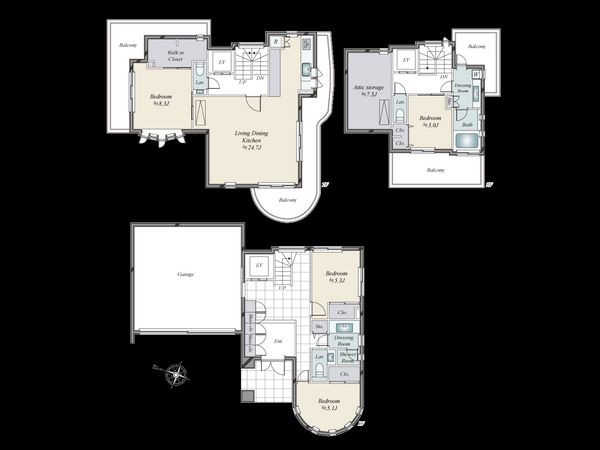 成城2丁目 戸建 間取図(平面図) 成城2丁目 戸建 間取図(平面図)