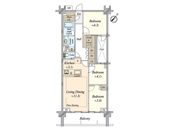 世田谷喜多見ザ・テラス 間取図(平面図) 間取図(平面図)