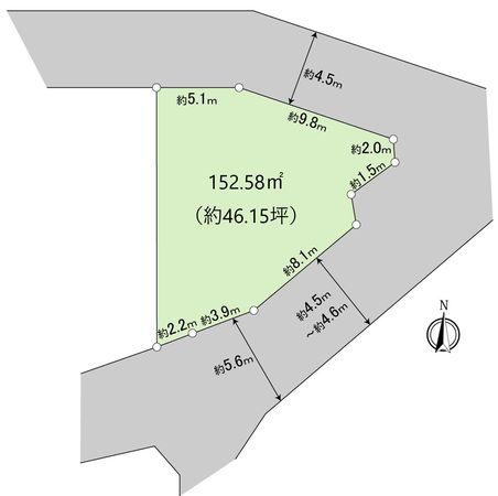 羽村市羽西3丁目 土地(角区画) 区画図