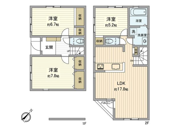 立川市砂川町8丁目 建築条件付き土地 建物プラン例 (間取り図) 立川市砂川町8丁目 建築条件付き土地 建物プラン例 (間取り図)