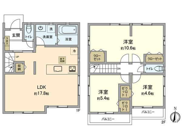 立川市錦町5丁目 新築戸建 間取図(平面図) 立川市錦町5丁目 新築戸建 間取図(平面図)