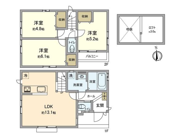 立川市若葉町3丁目 新築戸建3号棟 間取図(平面図) 立川市若葉町3丁目 新築戸建3号棟 間取図(平面図)