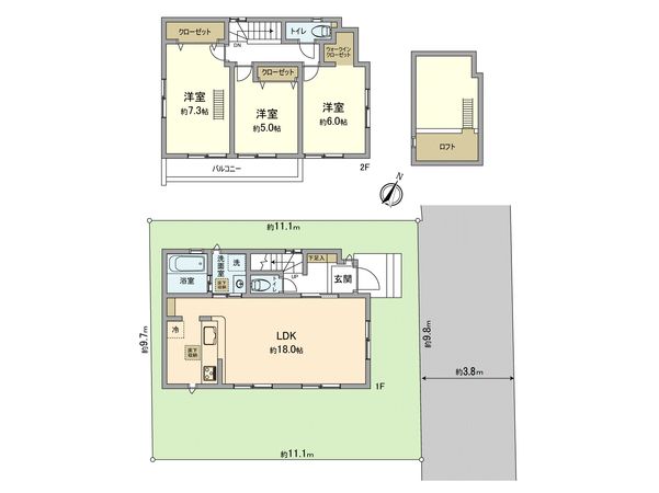 立川市栄町5丁目 新築戸建1号棟 間取図(平面図)