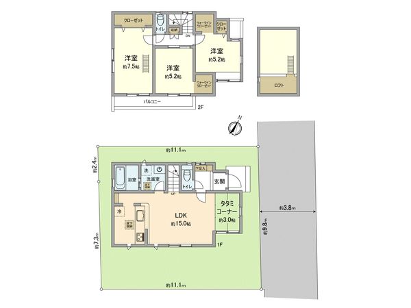 立川市栄町5丁目 新築戸建2号棟 間取図(平面図)
