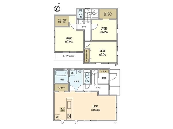 あきる野市野辺 新築戸建5号棟 間取図(平面図) あきる野市野辺 新築戸建5号棟 間取図(平面図)