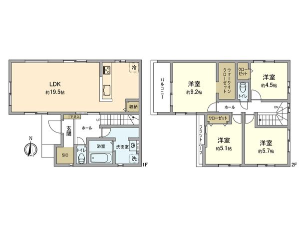 立川市砂川町6丁目 新築戸建2号棟 間取図(平面図) 立川市砂川町6丁目 新築戸建2号棟 間取図(平面図)