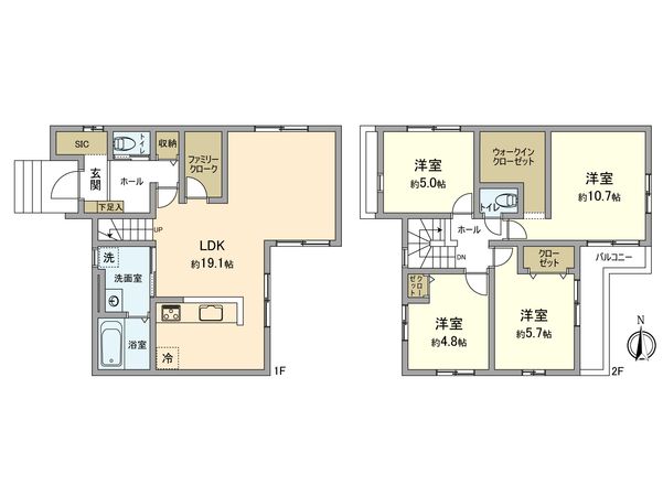 立川市砂川町6丁目 新築戸建1号棟 間取図(平面図) 立川市砂川町6丁目 新築戸建1号棟 間取図(平面図)