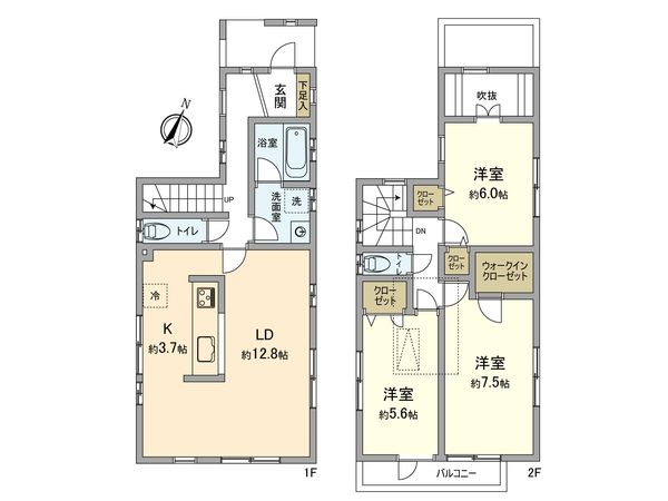 昭島市福島町2丁目 戸建 間取図(平面図) 昭島市福島町2丁目 戸建 間取図(平面図)