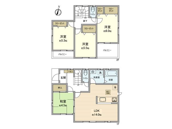 武蔵村山市榎2丁目 戸建 間取図(平面図)