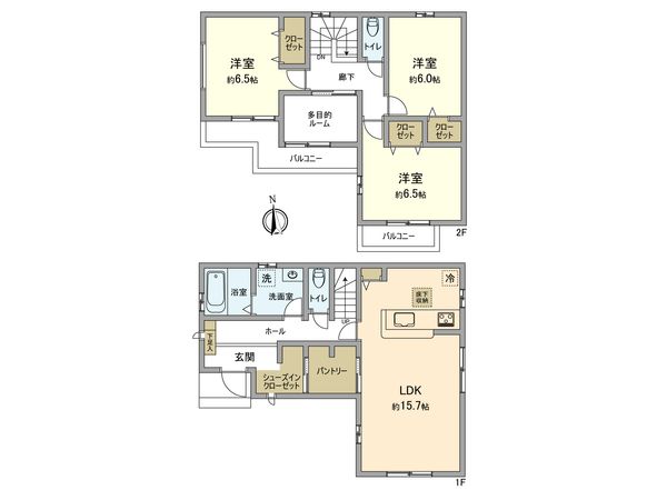武蔵村山市岸3丁目 戸建2号棟 間取図(平面図) 武蔵村山市岸3丁目 戸建2号棟 間取図(平面図)