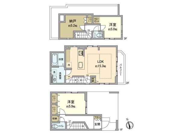 立川市錦町2丁目 新築戸建2号棟 間取図(平面図) 立川市錦町2丁目 新築戸建2号棟 間取図(平面図)