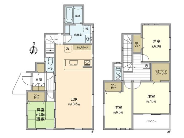立川市柴崎町5丁目 新築戸建2号棟 間取図(平面図) 立川市柴崎町5丁目 新築戸建2号棟 間取図(平面図)