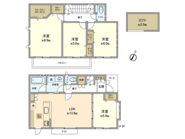 あきる野市草花 戸建 間取図(平面図) 間取図(平面図)