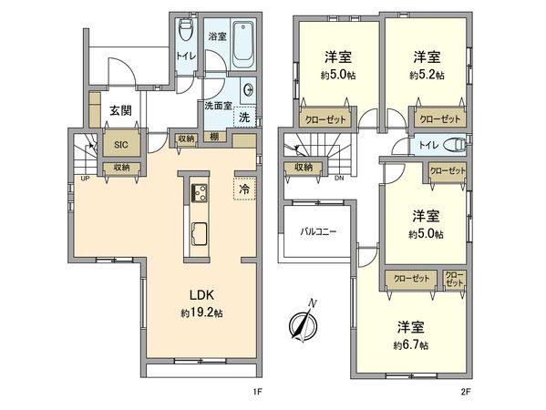 日野市新町3丁目 新築戸建 間取図(平面図) 日野市新町3丁目 新築戸建 間取図(平面図)