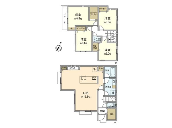日野市新町3丁目 新築戸建 間取図(平面図) 間取図(平面図)