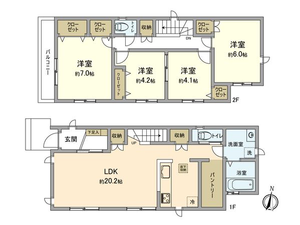 立川市幸町4丁目 新築戸建 C号棟 間取図(平面図) 間取図(平面図)