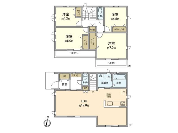 立川市幸町4丁目 新築戸建 A号棟 間取図(平面図) 間取図(平面図)