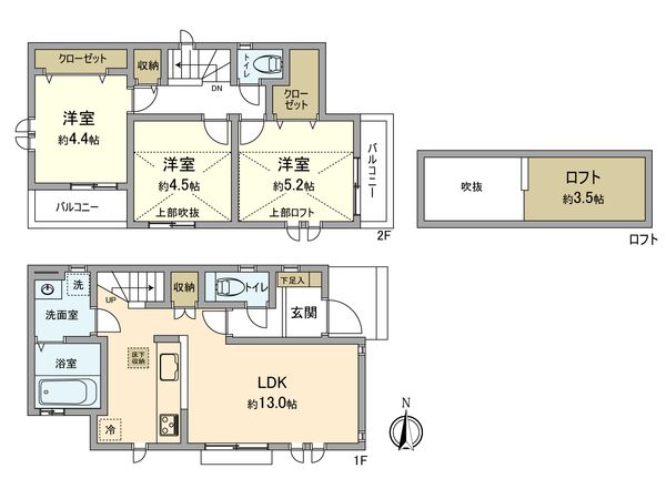 立川市砂川町1丁目 新築戸建 B号棟 間取図(平面図) 間取図(平面図)