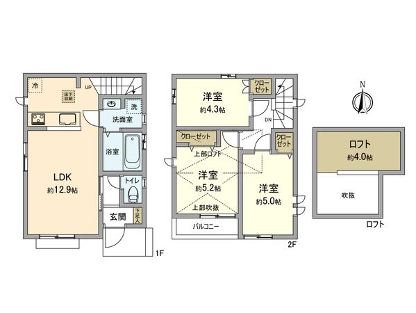 立川市砂川町1丁目 新築戸建 A号棟 間取図(平面図) 間取図(平面図)