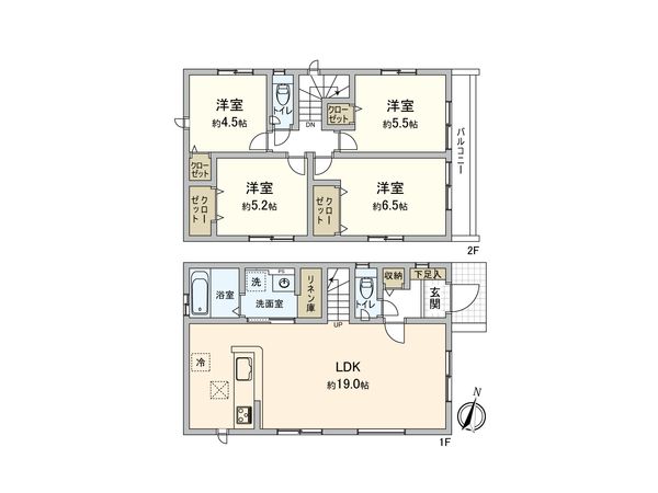 立川市砂川町6丁目 新築戸建3号棟 間取図(平面図) 間取図(平面図)