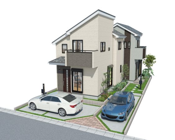 立川市砂川町1丁目 新築戸建 A号棟 外観パース図