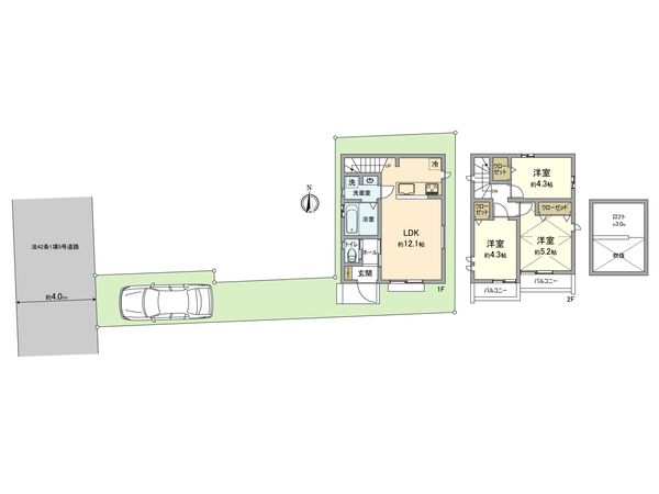 立川市砂川町1丁目 新築戸建 B号棟 間取図(平面図) 立川市砂川町1丁目 新築戸建 B号棟 間取図(平面図)