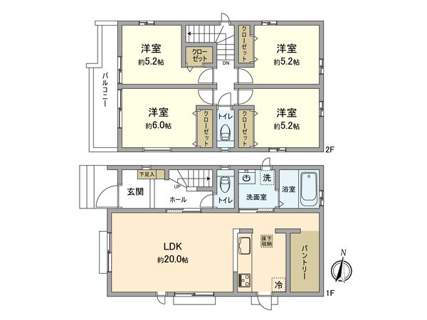 東大和市向原2丁目 新築戸建B号棟 間取図(平面図) 東大和市向原2丁目 新築戸建B号棟 間取図(平面図)
