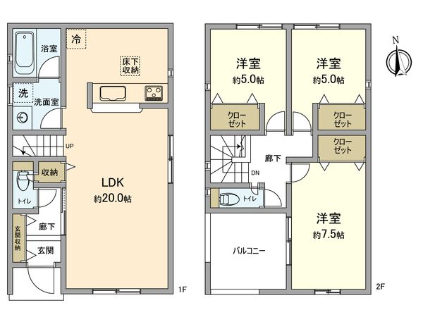立川市幸町5丁目 新築戸建2号棟 間取図(平面図) 立川市幸町5丁目 新築戸建2号棟 間取図(平面図)