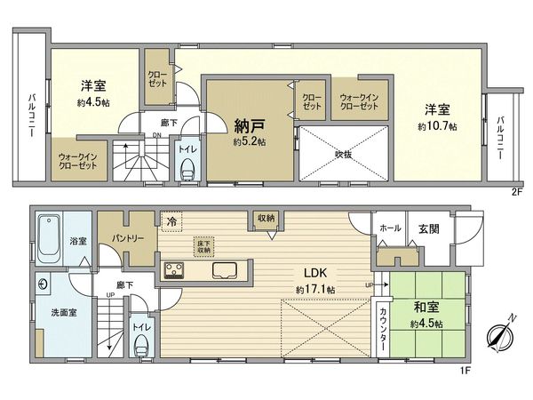 日野市旭が丘1丁目 新築戸建2号棟 間取図(平面図) 日野市旭が丘1丁目 新築戸建2号棟 間取図(平面図)