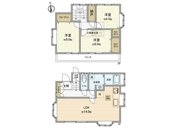 武蔵村山市学園3丁目 戸建 間取図(平面図) 間取図(平面図)