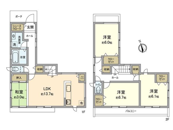 昭島市大神町1丁目 戸建 間取図(平面図)