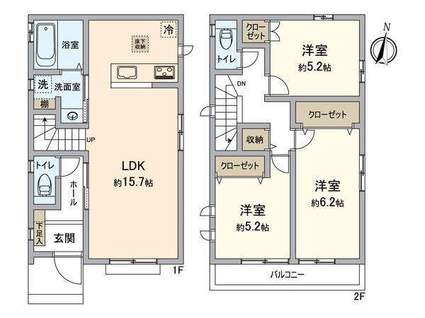 東村山市中央4丁目 新築戸建 B号棟 間取図(平面図)
