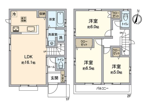 東村山市中央4丁目 新築戸建 D号棟 間取図(平面図)