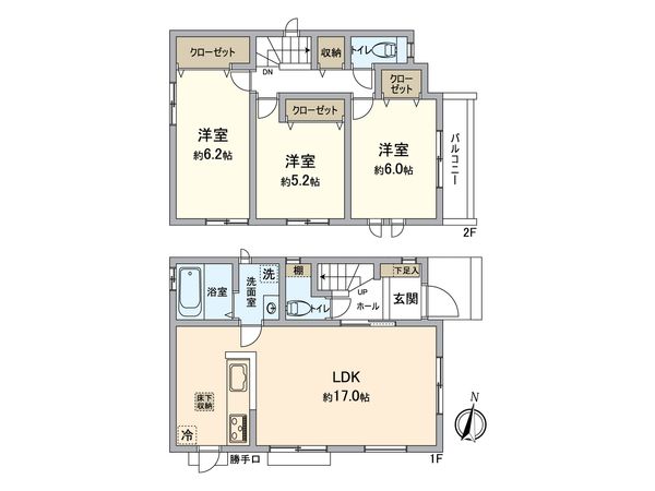 東村山市中央4丁目 新築戸建 E号棟 間取図(平面図)