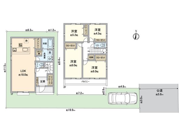 東大和市向原1丁目 新築戸建8期 間取図(平面図)