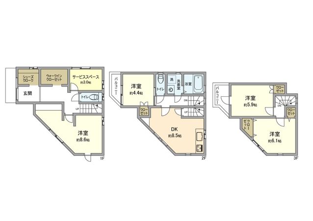 立川市曙町3丁目 戸建 間取図(平面図) 立川市曙町3丁目 戸建 間取図(平面図)