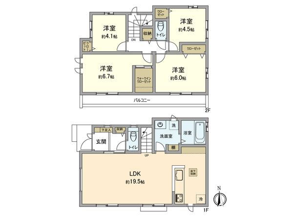 立川市上砂町4丁目 新築戸建E号棟 間取図(平面図)