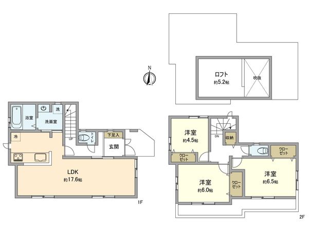 日野市大坂上3丁目 新築戸建2号棟 間取図(平面図) 日野市大坂上3丁目 新築戸建2号棟 間取図(平面図)