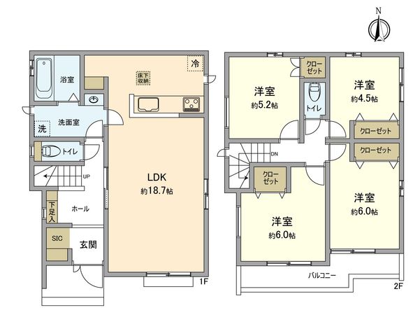 東大和市立野2丁目 新築戸建D号棟 間取図(平面図)