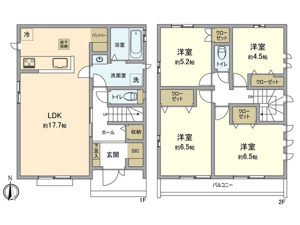東大和市立野2丁目 新築戸建E号棟 間取図(平面図) 東大和市立野2丁目 新築戸建E号棟 間取図(平面図)
