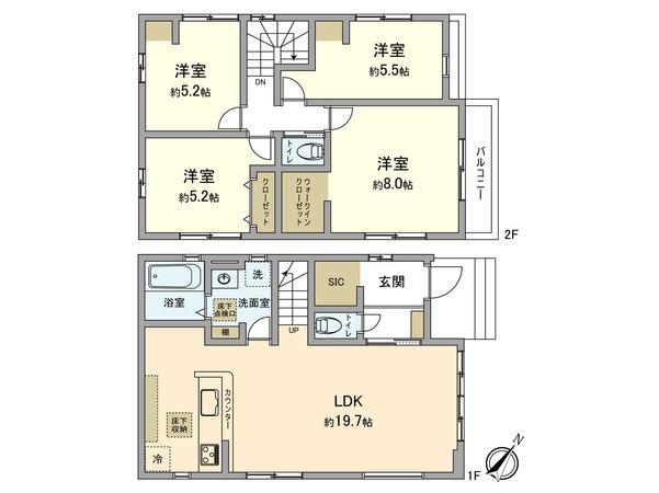 立川市砂川町4丁目 新築戸建 間取図(平面図) 立川市砂川町4丁目 新築戸建 間取図(平面図)