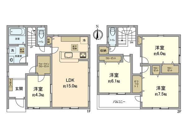 昭島市郷地町3丁目 新築戸建2号棟 間取図(平面図) 昭島市郷地町3丁目 新築戸建2号棟 間取図(平面図)
