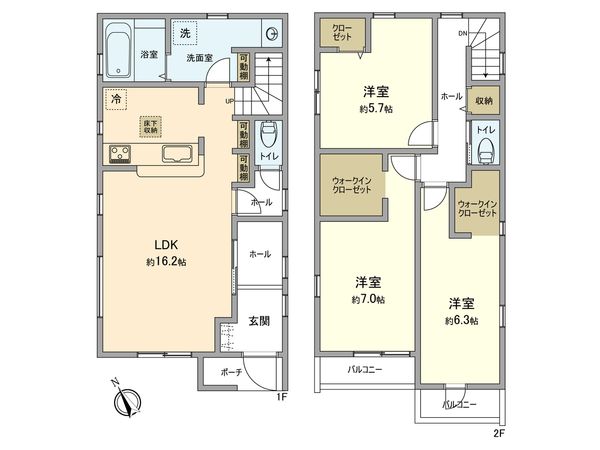 日野市大字日野 新築戸建2号棟 間取図(平面図) 日野市大字日野 新築戸建2号棟 間取図(平面図)